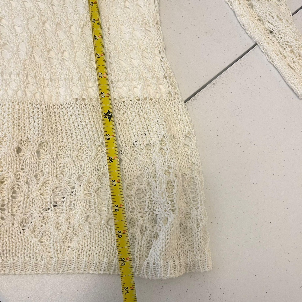 Peck & Peck Crochet Knit Long Sleeve Dress Cream White Sheer Overlay Size M - Picture 6 of 7